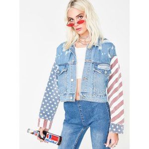 AMERICAN FLAG FIRECRACKER DENIM JACKET